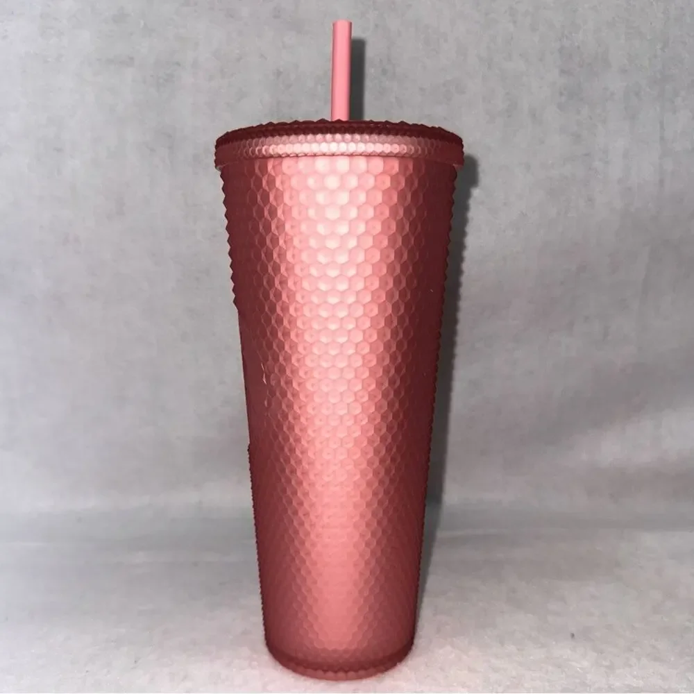 NWT Starbucks Insulated Acrylic Tumbler with Straw Pink Studded 24oz New